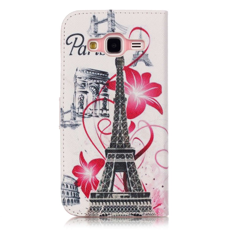 Leather Wallet Case for Samsung Galaxy J3 / J3 (2016) - Eiffel Tower and Flowers-2
