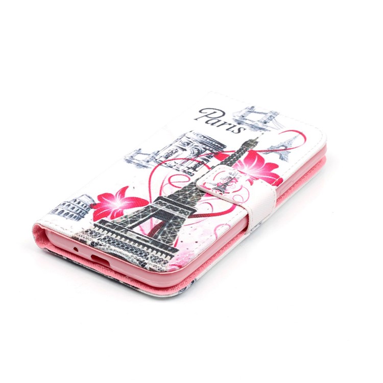 Leather Wallet Case for Samsung Galaxy J3 / J3 (2016) - Eiffel Tower and Flowers-4