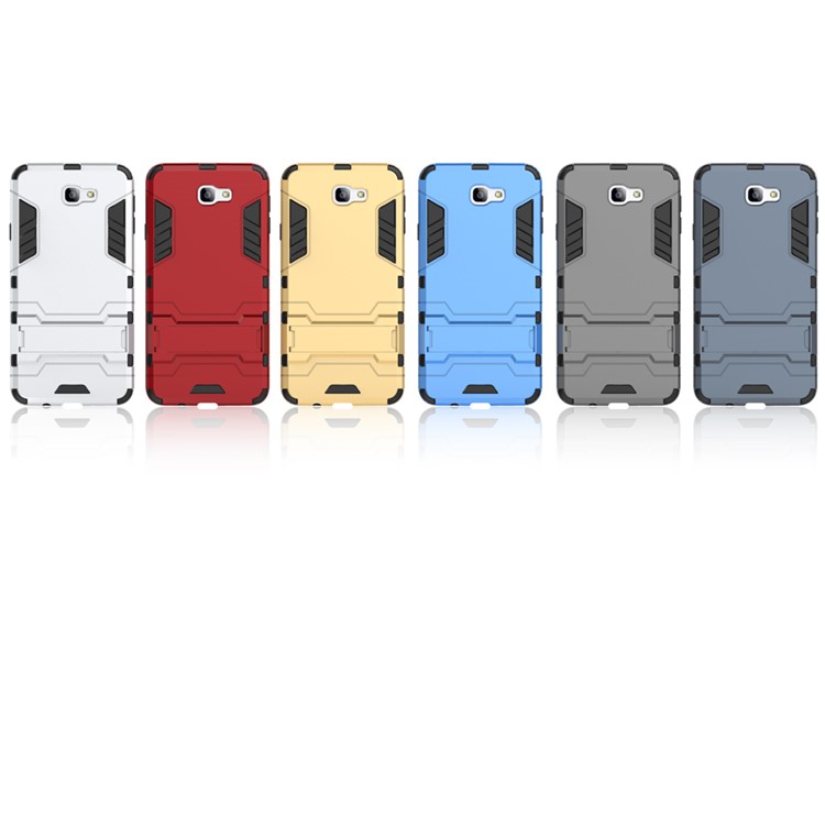 PC + TPU Hybrid Case with Kickstand for Samsung Galaxy J7 Prime / On7 (2016) - Silver-3