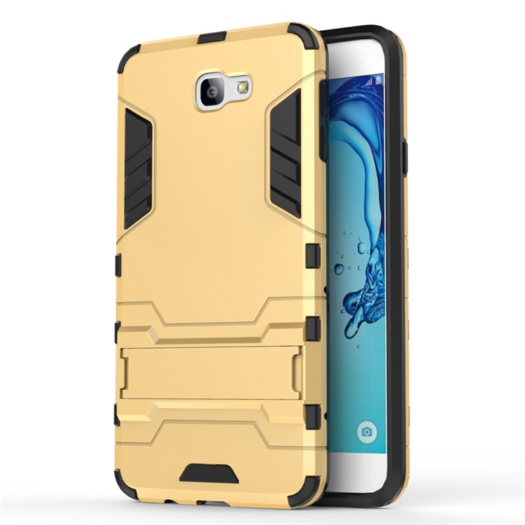 Pc + tpu комбинированный корпус с подставкой для галактики samsung j7 prime / on7 (2016) - золото