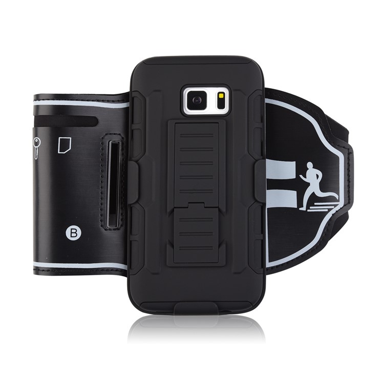 For Samsung Galaxy S7 G930 3-in-1 Impact-proof ArmBand PC + Silicone Case with Kickstand-1
