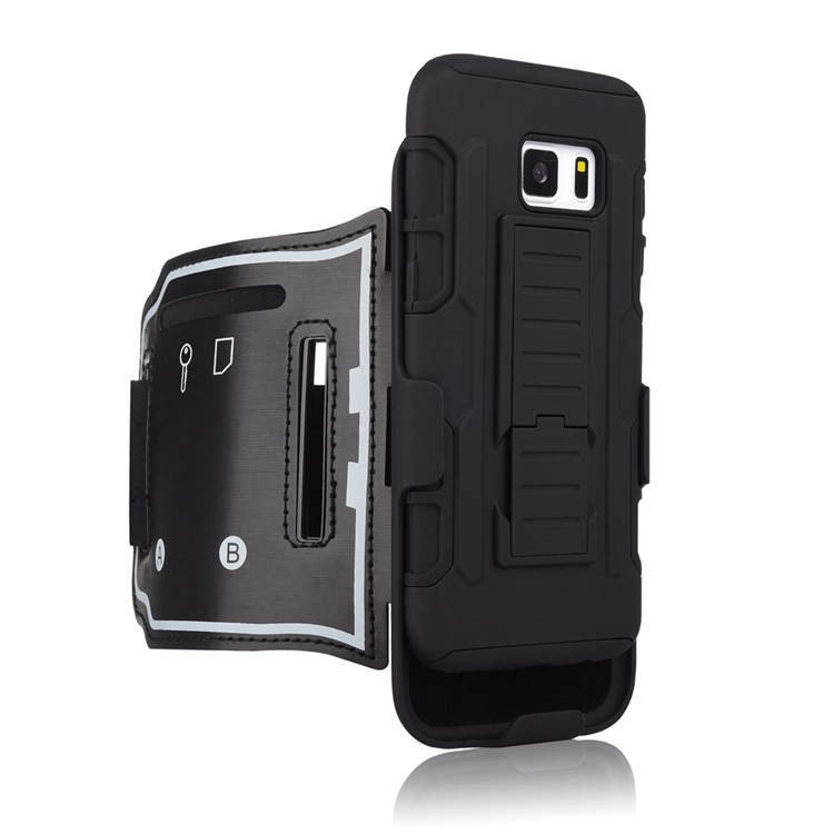 For Samsung Galaxy S7 G930 3-in-1 Impact-proof ArmBand PC + Silicone Case with Kickstand-3