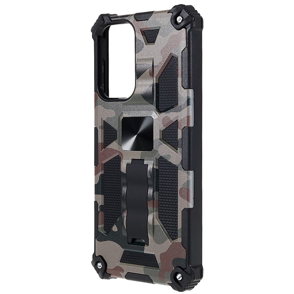 For Samsung Galaxy A73 5G Military Sturdy Kickstand Case Camouflage Pattern Heavy Duty PC + TPU Shock Absorption Cover - Army Green-2