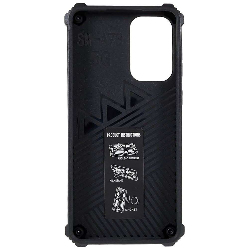 For Samsung Galaxy A73 5G Military Sturdy Kickstand Case Camouflage Pattern Heavy Duty PC + TPU Shock Absorption Cover - Army Green-3