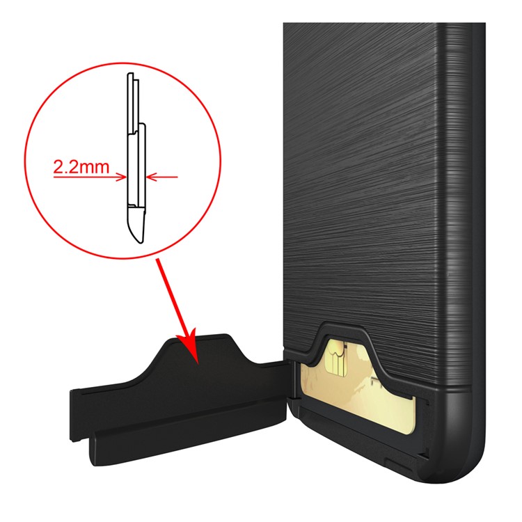 Brushed PC + TPU Hybrid Card Slot Case for Samsung Galaxy S7 edge SM-G935 with Kickstand - Black-7