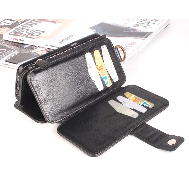 2 in 1 Multi-slot Zipper Wallet Litchi Leather Cover for Samsung Galaxy S7 G930 - Black-8