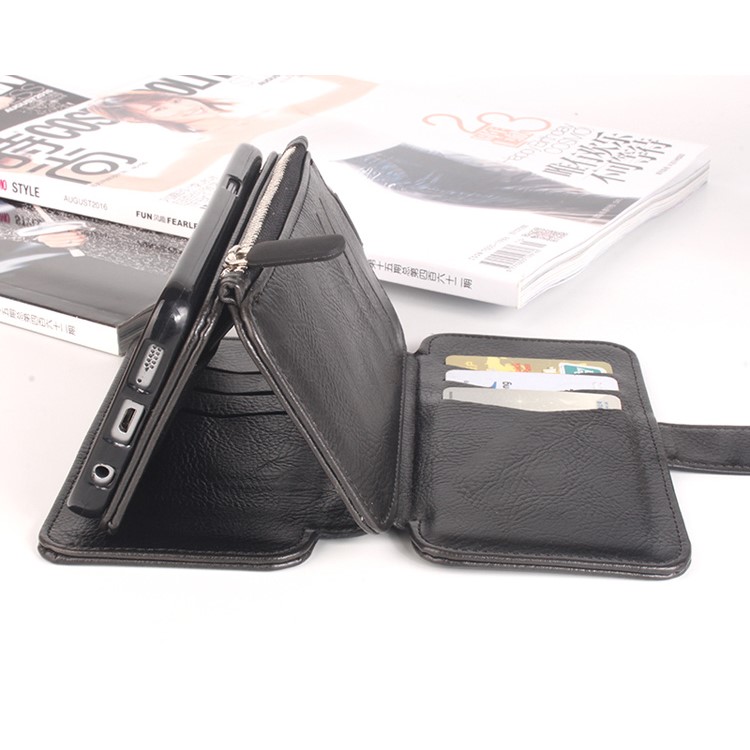 2 in 1 Multi-slot Zipper Wallet Litchi Leather Cover for Samsung Galaxy S7 G930 - Black-9