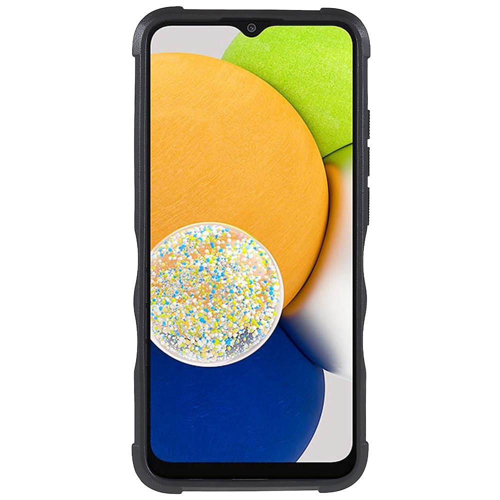 For Samsung Galaxy A03 (164.2 x 75.9 x 9.1mm) Phone Case Kickstand Dual Layer Hard PC Soft TPU Shockproof Protective Cover - Black-4
