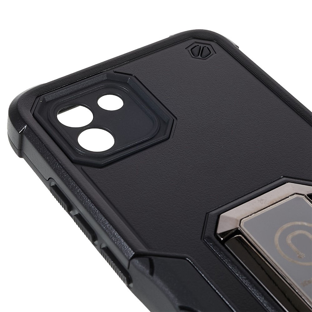 For Samsung Galaxy A03 (164.2 x 75.9 x 9.1mm) Phone Case Kickstand Dual Layer Hard PC Soft TPU Shockproof Protective Cover - Black-7