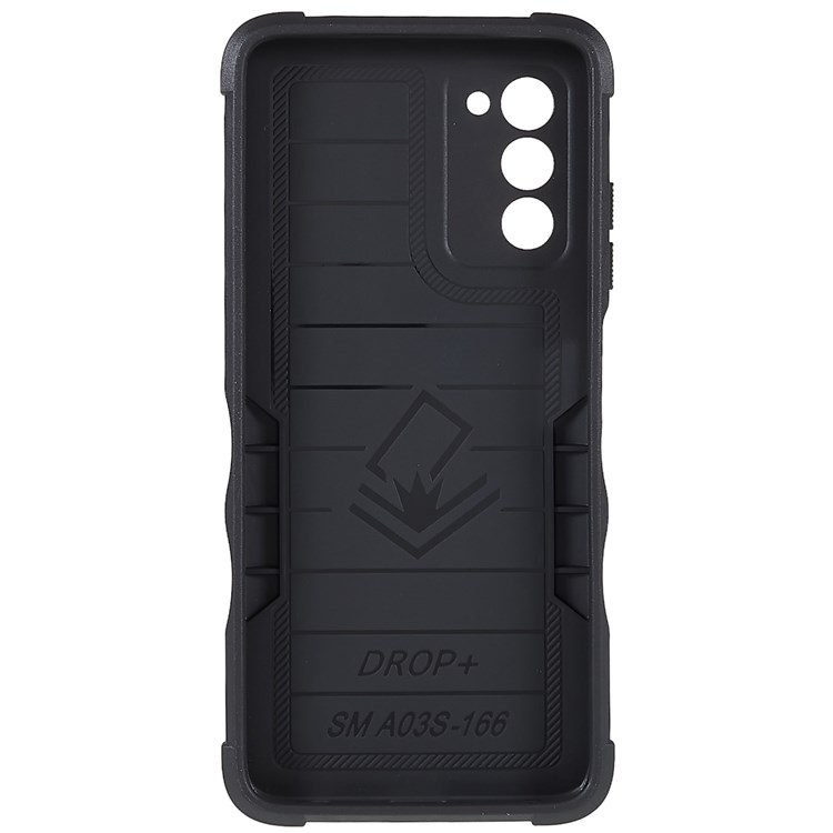 For Samsung Galaxy A03s (166.5 x 75.98 x 9.14mm) Car Mount Kickstand Phone Case Hybrid Hard PC Soft TPU Shockproof Protective Cover - Black-3