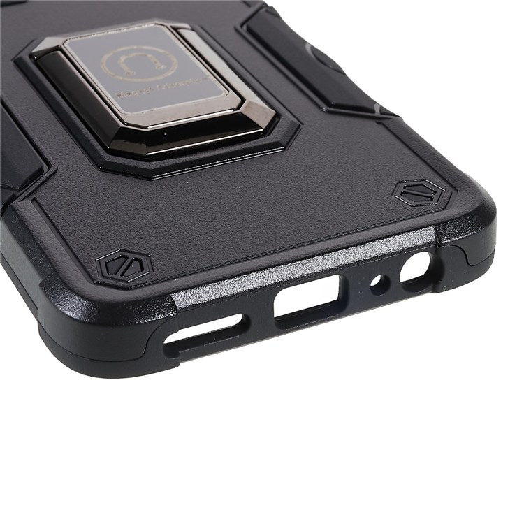 For Samsung Galaxy A03s (166.5 x 75.98 x 9.14mm) Car Mount Kickstand Phone Case Hybrid Hard PC Soft TPU Shockproof Protective Cover - Black-5