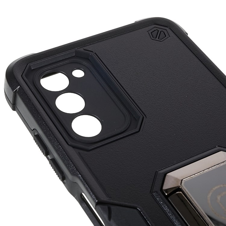 For Samsung Galaxy A03s (166.5 x 75.98 x 9.14mm) Car Mount Kickstand Phone Case Hybrid Hard PC Soft TPU Shockproof Protective Cover - Black-6