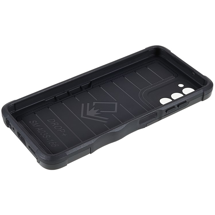 For Samsung Galaxy A03s (166.5 x 75.98 x 9.14mm) Car Mount Kickstand Phone Case Hybrid Hard PC Soft TPU Shockproof Protective Cover - Black-8
