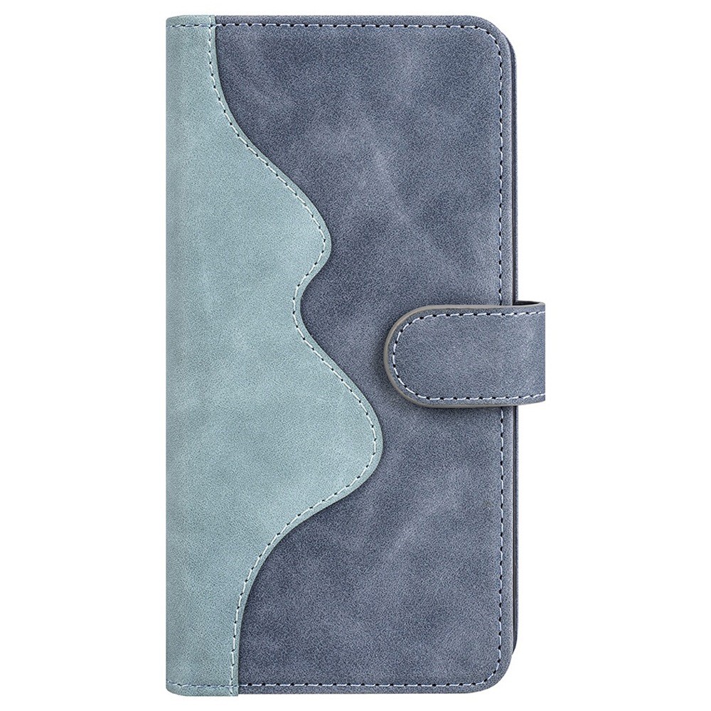 For Samsung Galaxy M53 5G Splicing Design Wallet Stand PU Leather Phone Cover Inner TPU Case - Blue-6