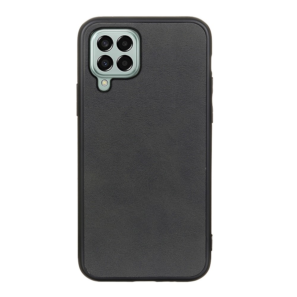 For Samsung Galaxy M33 5G (Global Version) Textured PU Leather Coating Phone Cover Drop-proof TPU + PC Bottom Case - Black-1