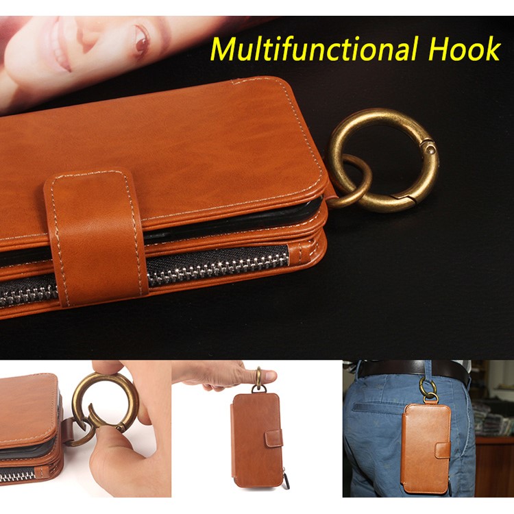 Multi-slot 2 in 1 Zipper Wallet Leather Cover for Samsung Galaxy S6 edge G925-13