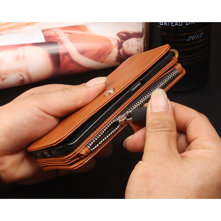Multi-slot 2 in 1 Zipper Wallet Leather Cover for Samsung Galaxy S6 edge G925-16