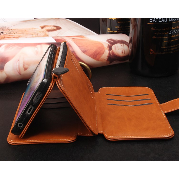 Multi-slot 2 in 1 Zipper Wallet Leather Cover for Samsung Galaxy S6 edge G925-18