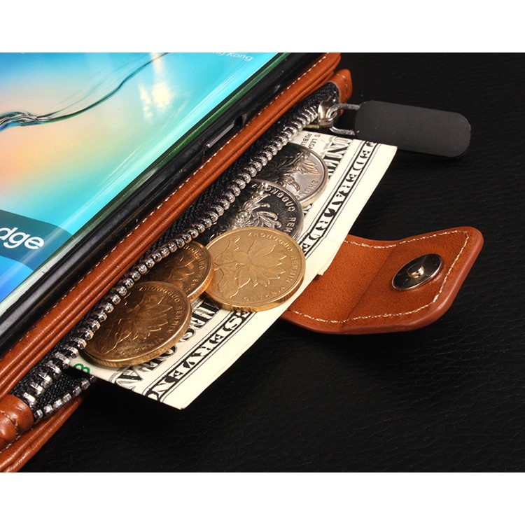 Multi-slot 2 in 1 Zipper Wallet Leather Cover for Samsung Galaxy S6 edge G925-22