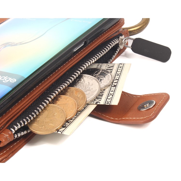 Multi-slot 2 in 1 Zipper Wallet Leather Cover for Samsung Galaxy S6 edge G925-25