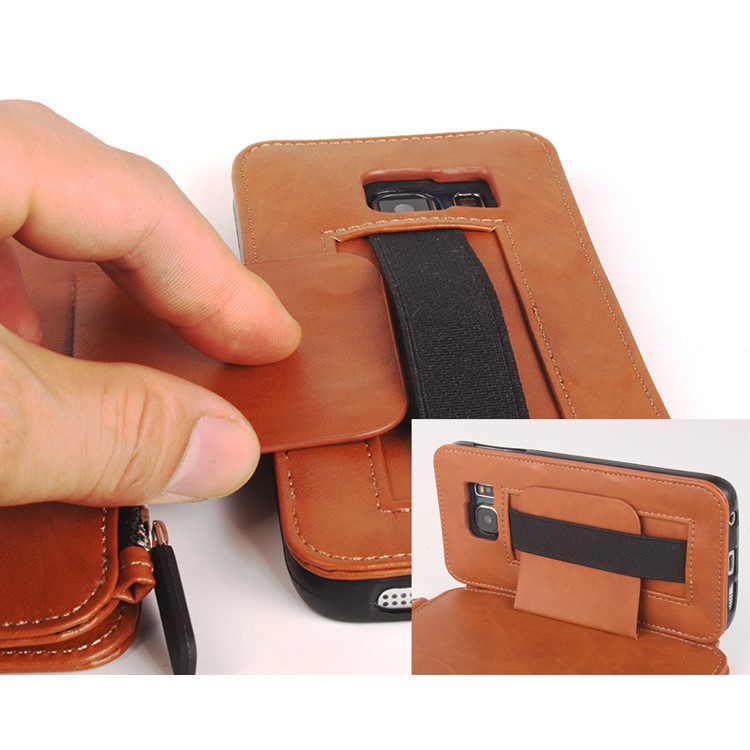 Multi-slot 2 in 1 Zipper Wallet Leather Cover for Samsung Galaxy S6 edge G925-4