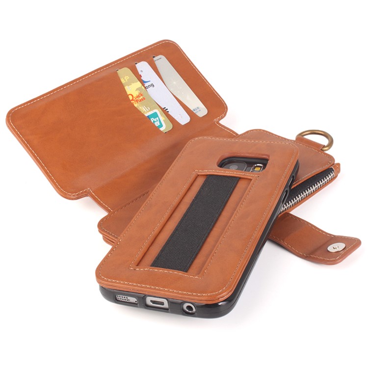 Multi-slot 2 in 1 Zipper Wallet Leather Cover for Samsung Galaxy S6 edge G925-9
