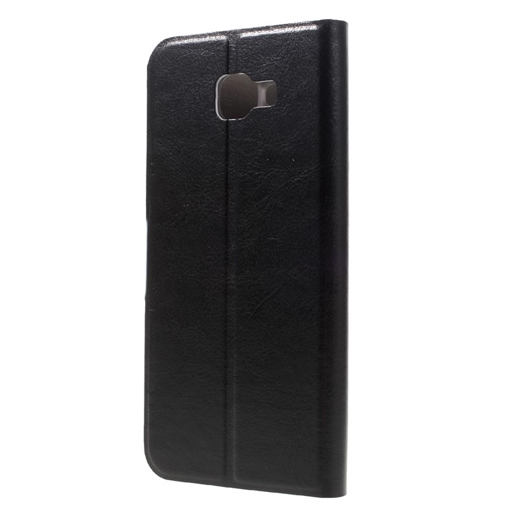 Crazy Horse Card Holder Leather Case for Samsung Galaxy A8 (2016) Built-in Steel Sheet - Black-2
