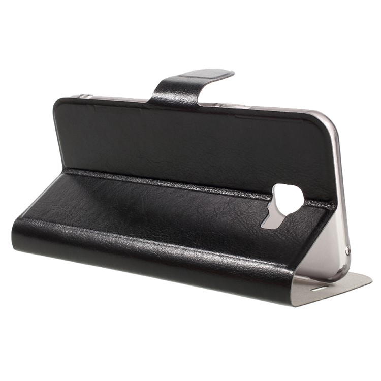 Crazy Horse Card Holder Leather Case for Samsung Galaxy A8 (2016) Built-in Steel Sheet - Black-5