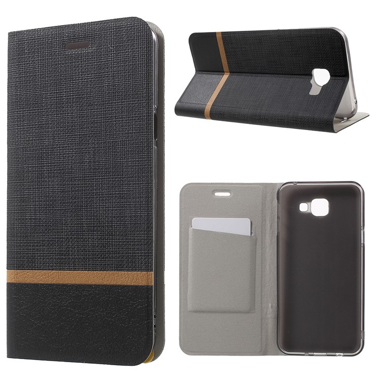 Contrast Color Leather Card Holder Case for Samsung Galaxy A8 (2016) - Black-1