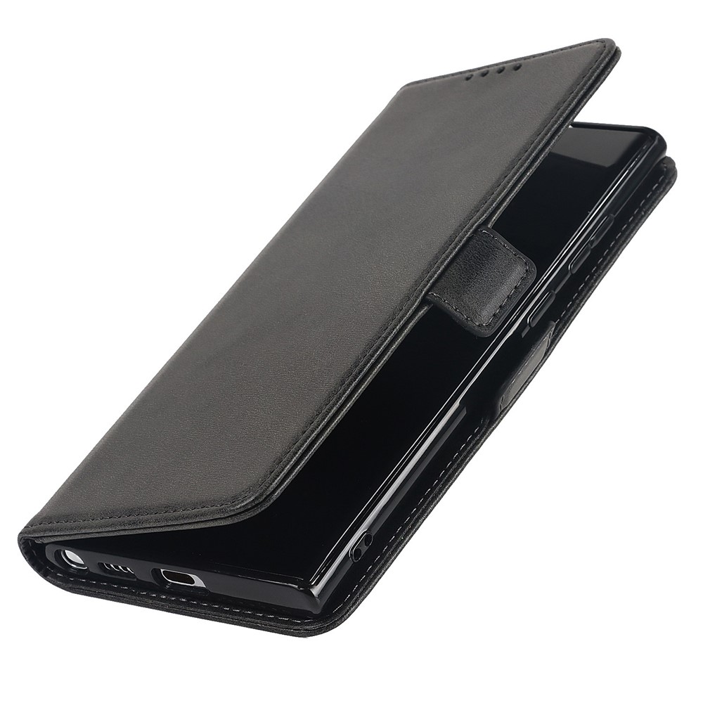 For Samsung Galaxy S22 Ultra 5G PU Leather Flip Wallet Case Wrist Strap Stand Double Magnetic Clasp Shockproof Cover - Black-5