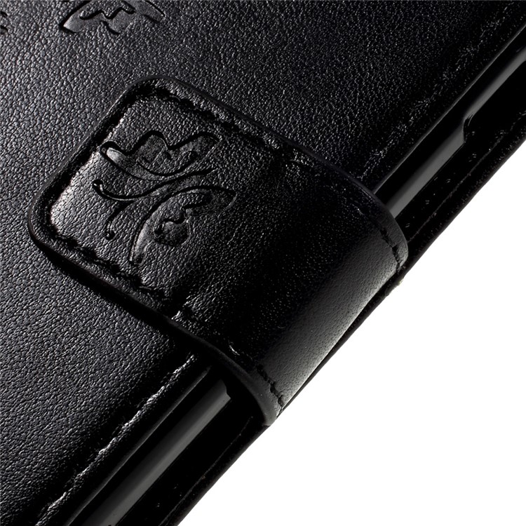 Imprint Butterfly Leather Wallet Cover for Samsung Galaxy On7 2016/J7 Prime - Black-10