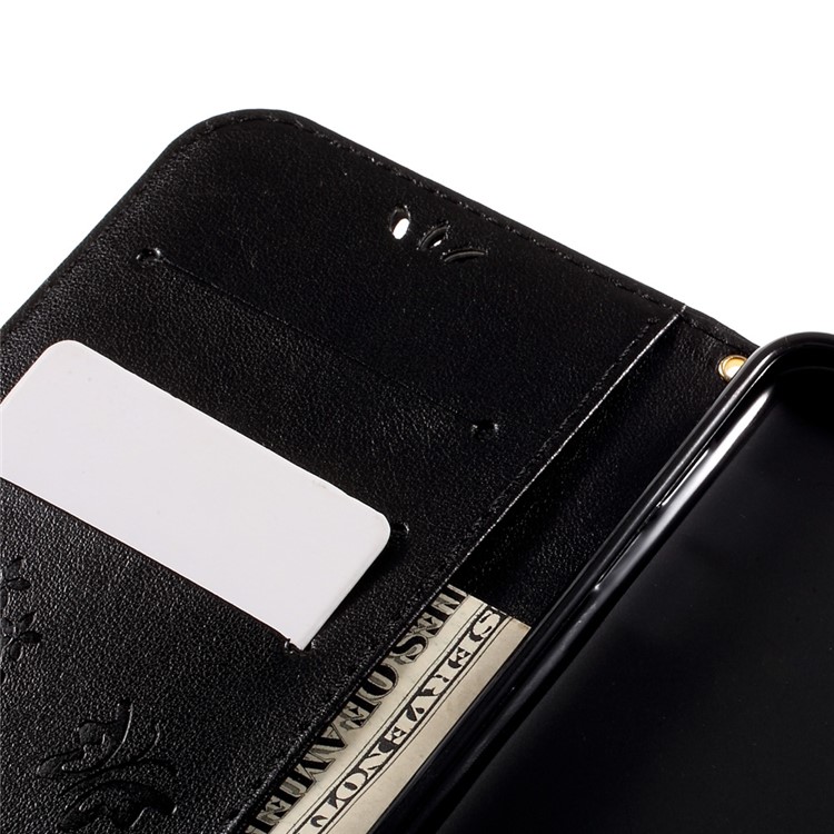 Imprint Butterfly Leather Wallet Cover for Samsung Galaxy On7 2016/J7 Prime - Black-12