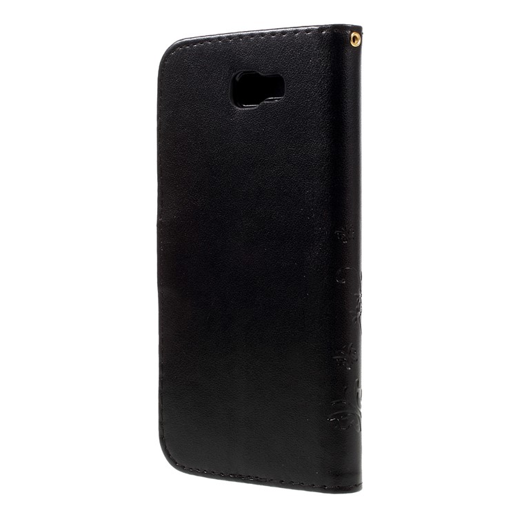 Imprint Butterfly Leather Wallet Cover for Samsung Galaxy On7 2016/J7 Prime - Black-2