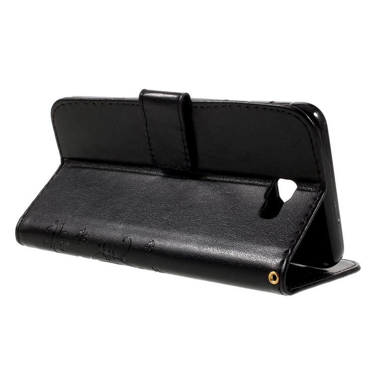 Imprint Butterfly Leather Wallet Cover for Samsung Galaxy On7 2016/J7 Prime - Black-6