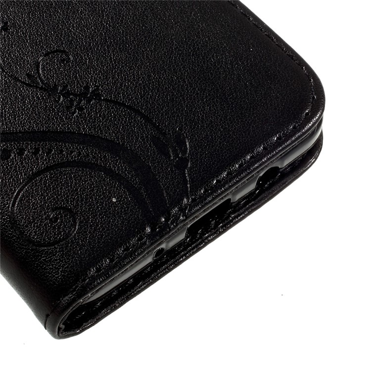 Imprint Butterfly Leather Wallet Cover for Samsung Galaxy On7 2016/J7 Prime - Black-8