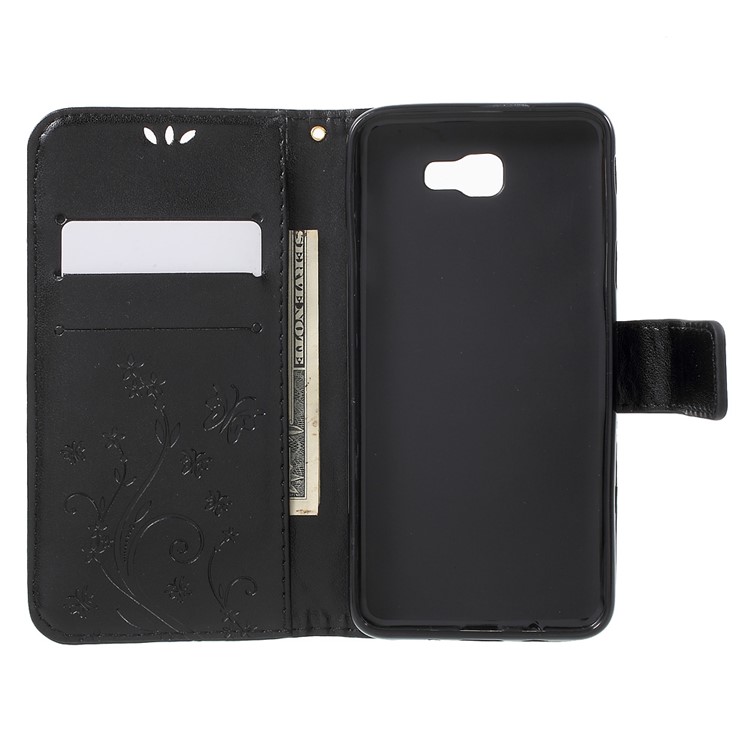 Butterfly Flowers Leather Wallet Case for Samsung Galaxy On5 2016/J5 Prime - Black-4