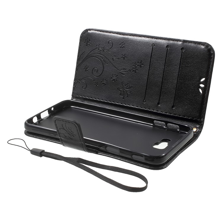 Butterfly Flowers Leather Wallet Case for Samsung Galaxy On5 2016/J5 Prime - Black-5