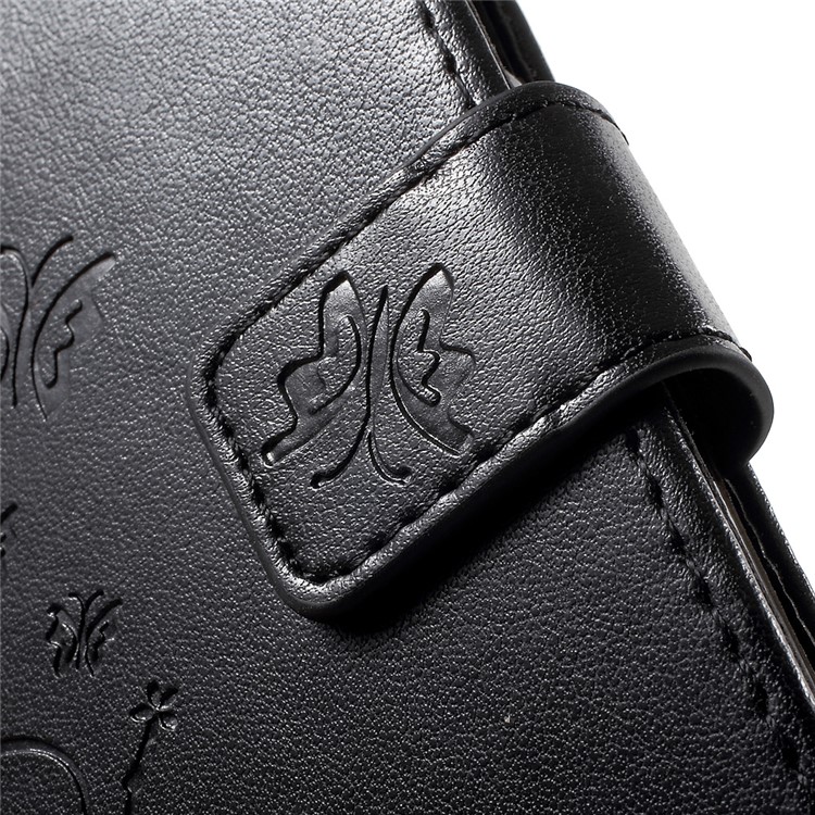 Butterfly Flowers Leather Wallet Case for Samsung Galaxy On5 2016/J5 Prime - Black-8