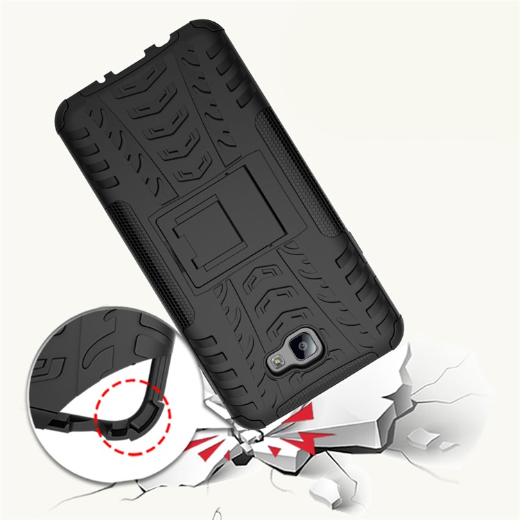 Tyre Cool Guard PC + TPU Kickstand Case for Samsung Galaxy On7 2016/J7 Prime - Black-11