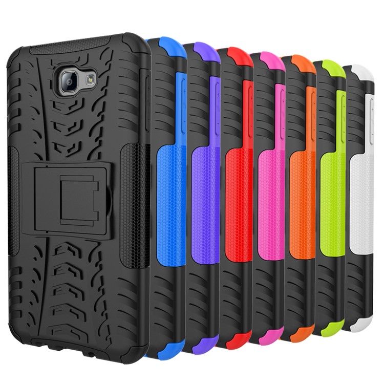 Tyre Cool Guard PC + TPU Kickstand Case for Samsung Galaxy On7 2016/J7 Prime - Black-13