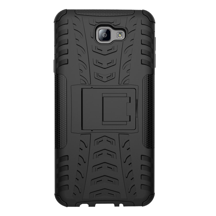 Tyre Cool Guard PC + TPU Kickstand Case for Samsung Galaxy On7 2016/J7 Prime - Black-3
