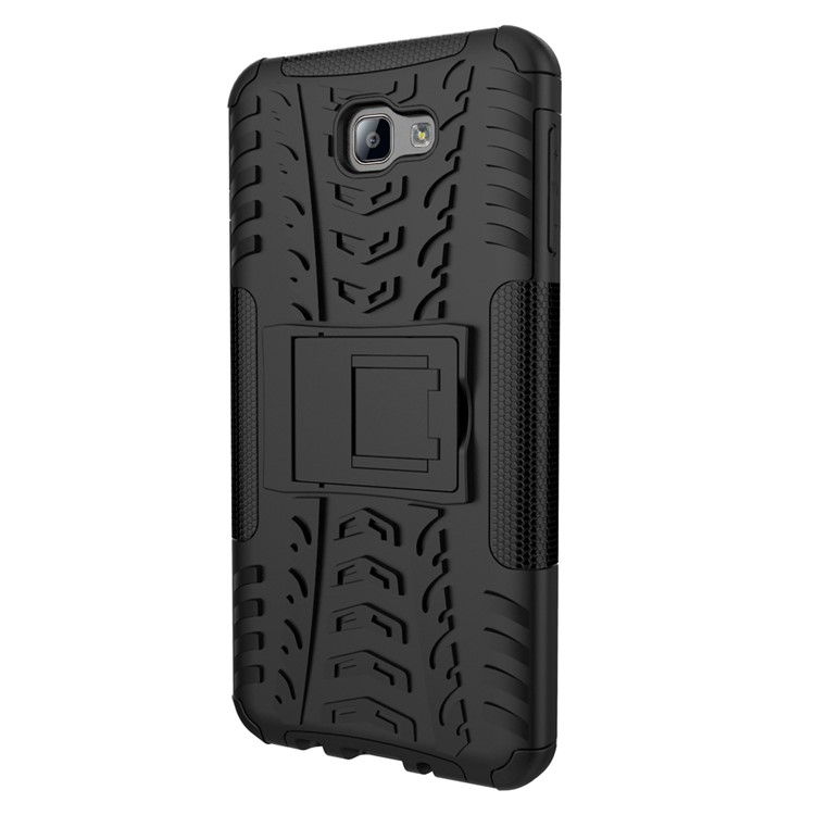 Tyre Cool Guard PC + TPU Kickstand Case for Samsung Galaxy On7 2016/J7 Prime - Black-4