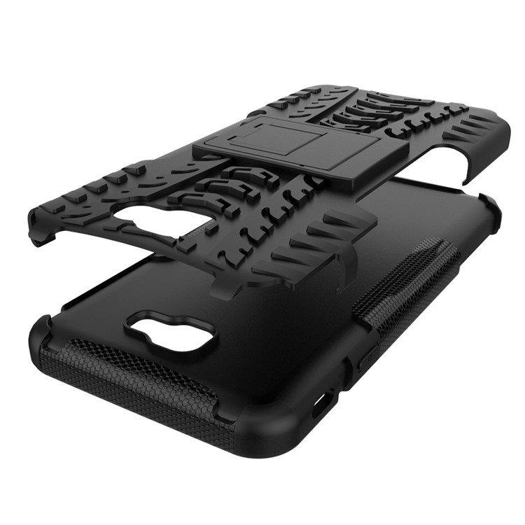 Tyre Cool Guard PC + TPU Kickstand Case for Samsung Galaxy On7 2016/J7 Prime - Black-6