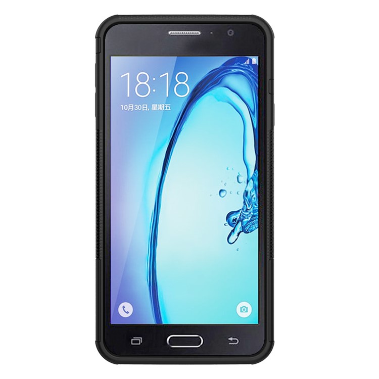 Tyre Cool Guard PC + TPU Kickstand Case for Samsung Galaxy On7 2016/J7 Prime - Black-9