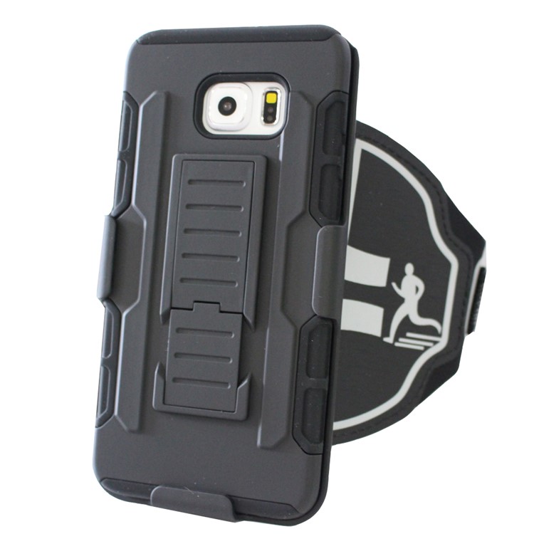 Shockproof PC + Silicone Armband Case with Kickstand for Samsung Galaxy S6 edge+ G928-1
