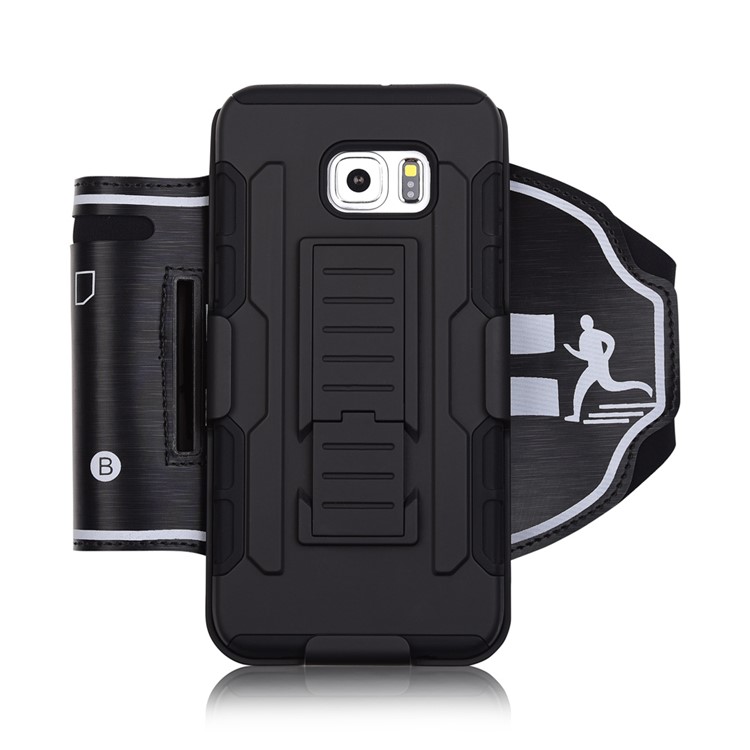 Shockproof PC + Silicone Armband Case with Kickstand for Samsung Galaxy S6 edge+ G928-2