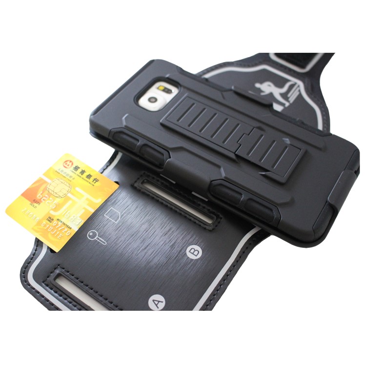Shockproof PC + Silicone Armband Case with Kickstand for Samsung Galaxy S6 edge+ G928-6