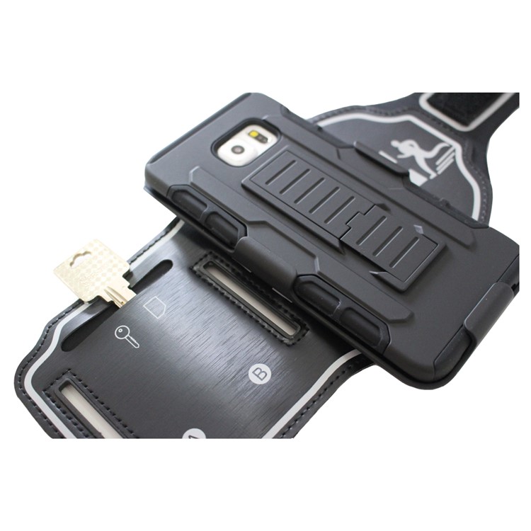 Shockproof PC + Silicone Armband Case with Kickstand for Samsung Galaxy S6 edge+ G928-7