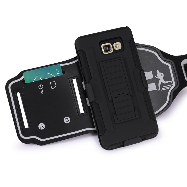 Outdoor Sports Armband PC + Silicone Kickstand Case for Samsung Galaxy A7 SM-A710F (2016)-2