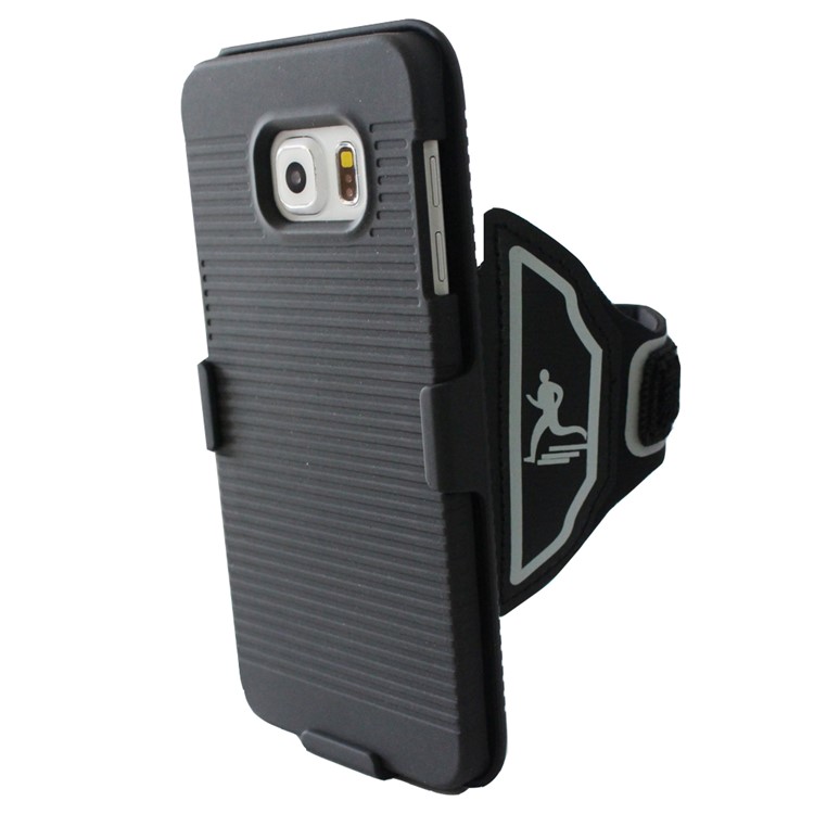 Plastic Full Protection Case with Wrist Band for Samsung Galaxy S6 Edge G925-3